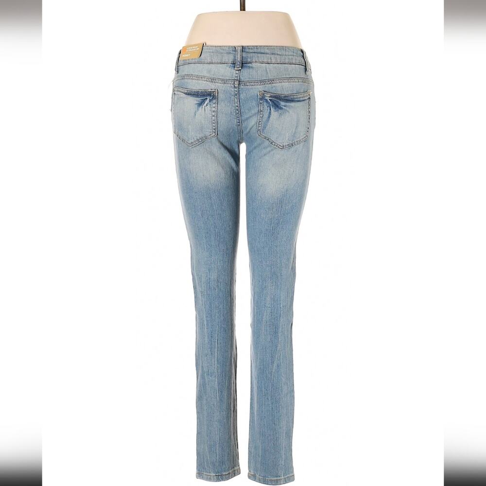 Mossimo Low Rise Studded Crystal Rhinestone Stripe Light Wash Skinny Y2K Jeans - Picture 2 of 6